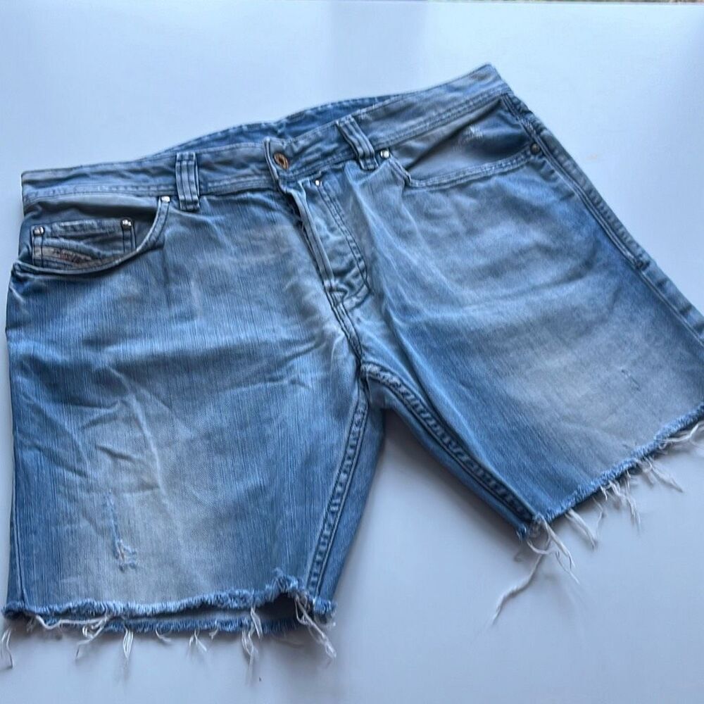 Diesel Light Wash Jean Cutoff Shorts Mens 33/8